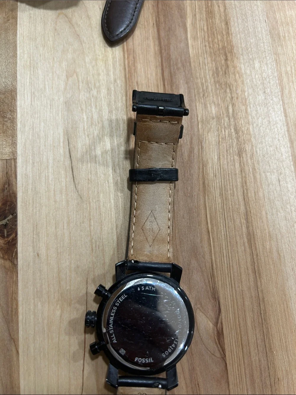 Fossil Men's Black and Brown Leather Strap Watches Duo